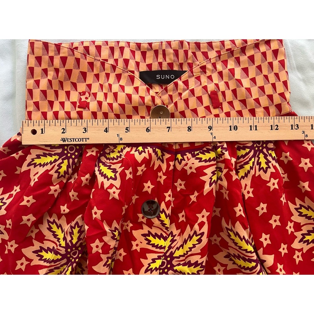 SUNO Sustainable Luxury Women's Skirt Size 4 / Small Red Button Pockets Unique - Picture 7 of 16